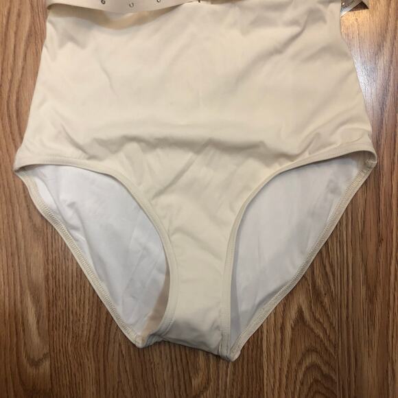 Maison Lejaby Paris One-Piece XS Clous Cream Beige Plunging V Neck NWT's $250 - Picture 6 of 12